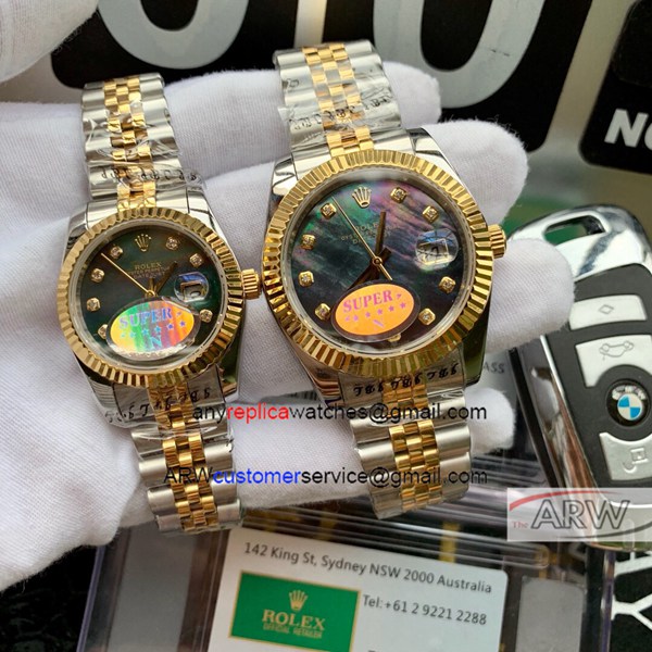 Two Tone Blue Mop Face Datejust II Rolex Couple Watches Two Tone Blue Mop Face Datejust II Rolex Couple Watches